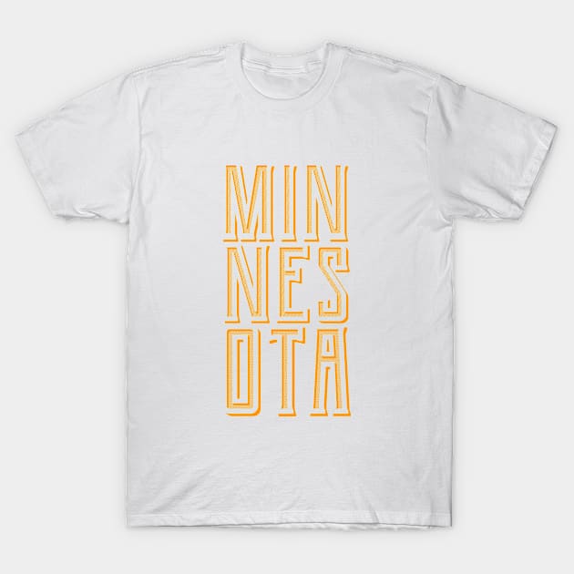 Minnesota Typography Orange T-Shirt by tonylonder